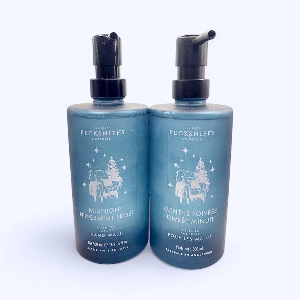 NEW Pecksniffs - 2x Midnight Peppermint Frost Glass Bottle Hand Wash, 16.9 fl oz